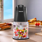 Borosil Chef Delite 260 Watts Electric Chopper for Kitchen, Twin Blade Technology, 500 ml