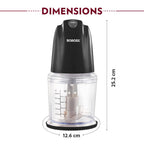 Borosil Chef Delite 260 Watts Electric Chopper for Kitchen, Twin Blade Technology, 500 ml