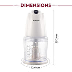 Borosil Chef Delite 260 Watts Electric Chopper for Kitchen, Twin Blade Technology, 500 ml