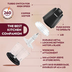 Borosil Chef Delite 260 Watts Electric Chopper for Kitchen, Twin Blade Technology, 500 ml