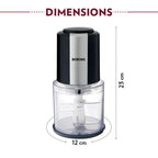 Borosil Chef Delite 300 Watts Electric Chopper for Kitchen, Twin Blade Technology, 600 ml