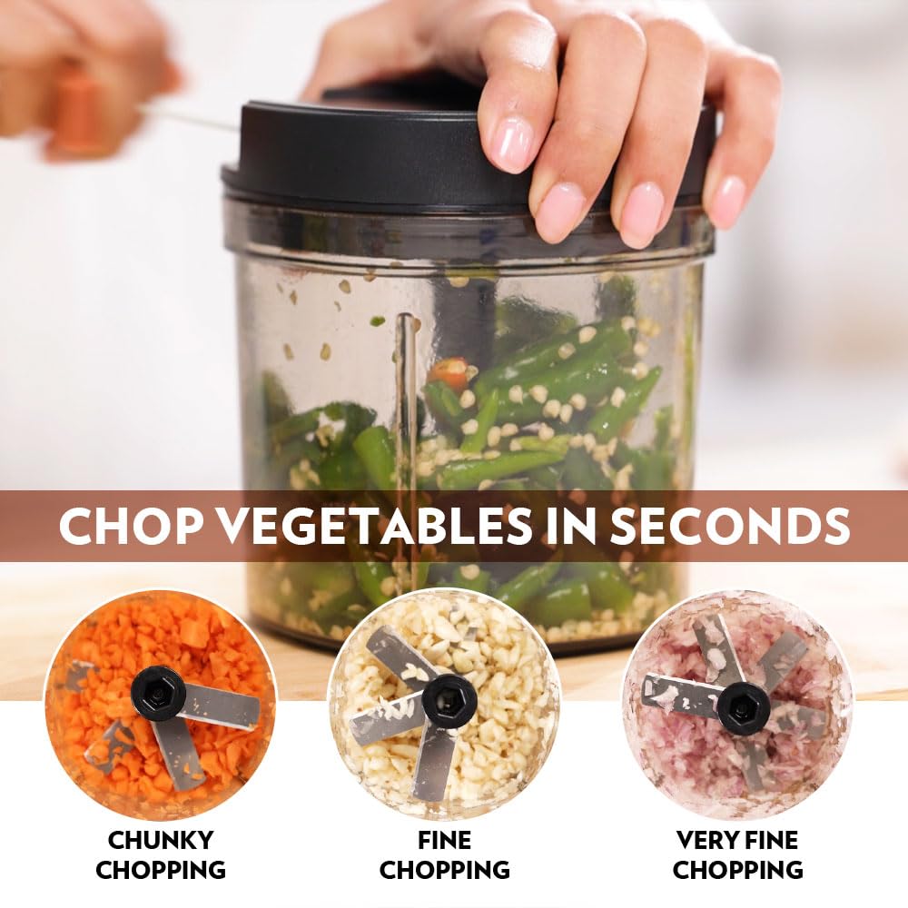 Borosil EazyPull Chopper with 6 Blades 900 ml Chopping Bowl