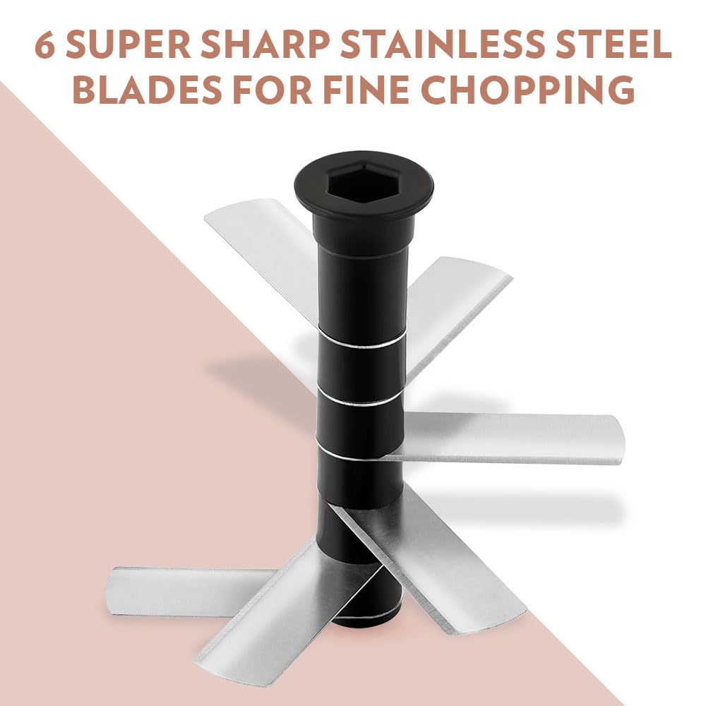 Borosil EazyPull Chopper with 6 Blades 900 ml Chopping Bowl