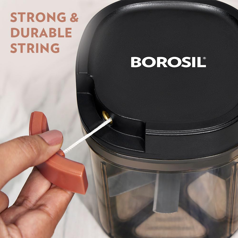 Borosil EazyPull Chopper with 6 Blades 900 ml Chopping Bowl