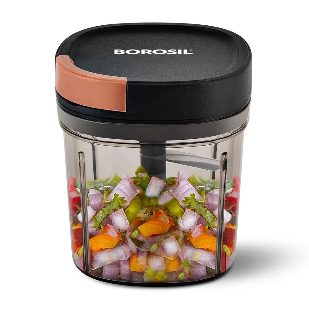Borosil EazyPull Chopper with 6 Blades 900 ml Chopping Bowl
