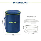 Borosil Klip n Store 320ml x 3 Square Container Lunchbox