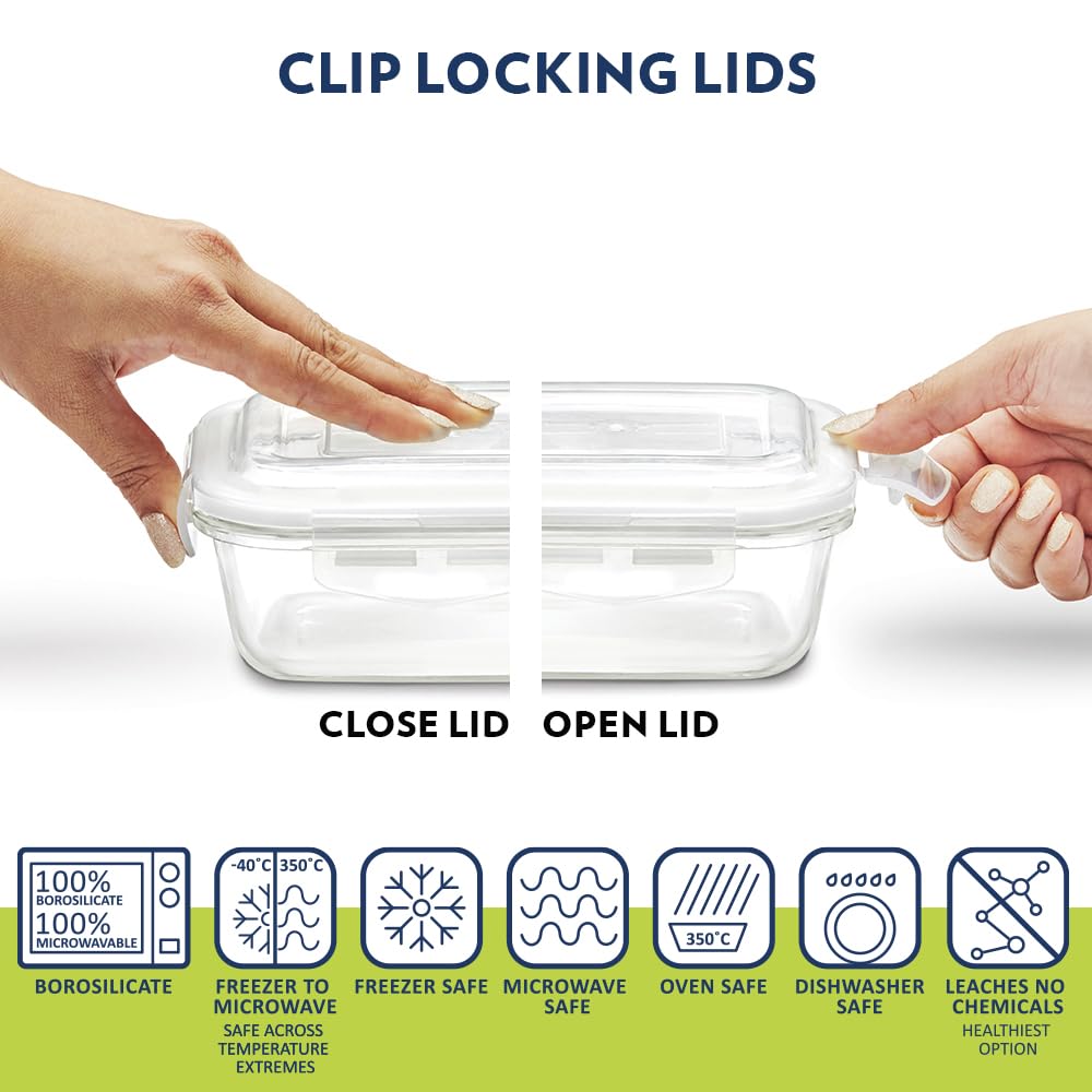 Borosil Klip n Store 320ml x 3 Square Container Lunchbox