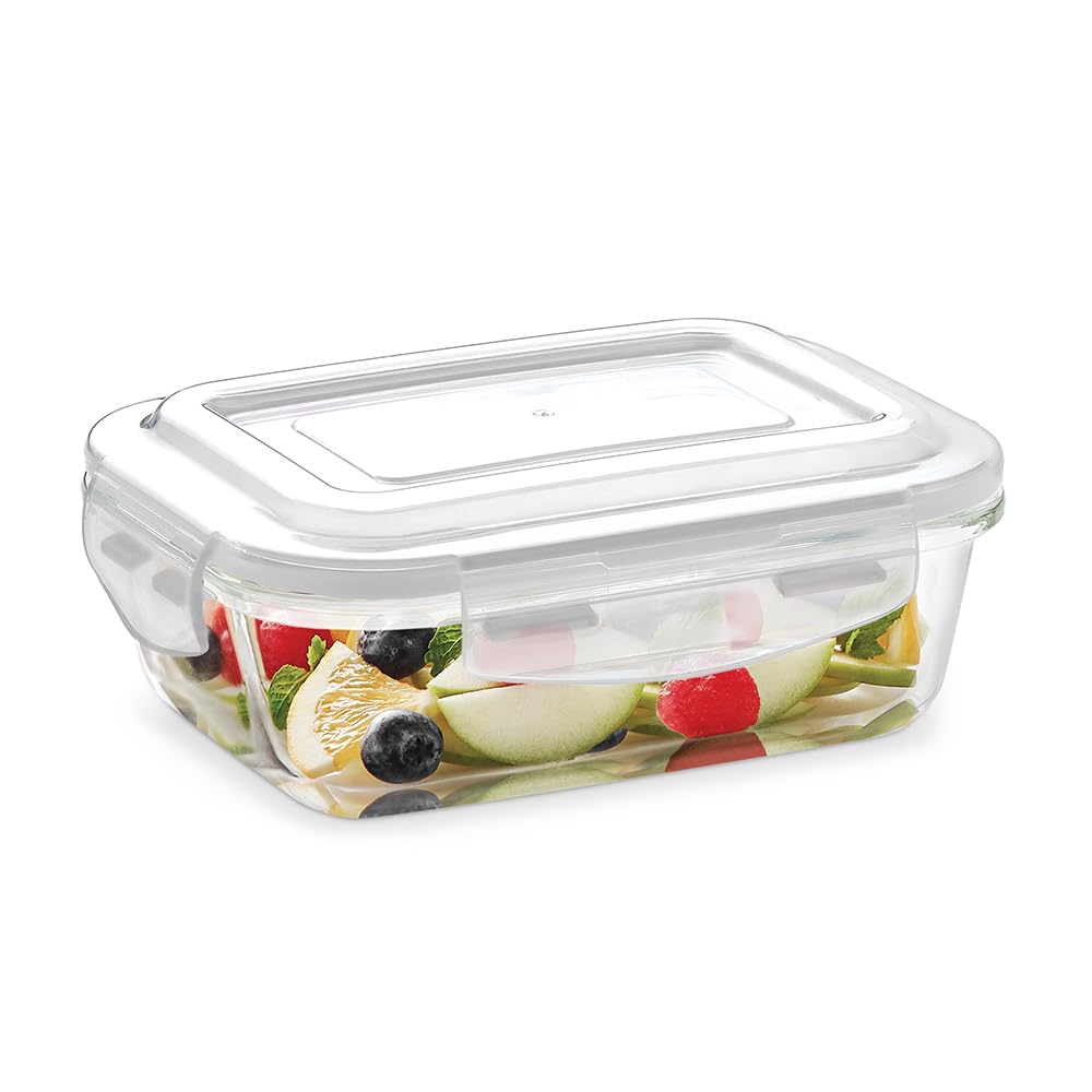 Borosil Klip n Store 370ml Rectanglular Food Storage Container with Airtght Glass Lid