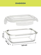 Borosil Klip n Store 370ml Rectanglular Food Storage Container with Airtght Glass Lid