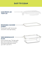 Borosil Klip n Store 370ml Rectanglular Food Storage Container with Airtght Glass Lid