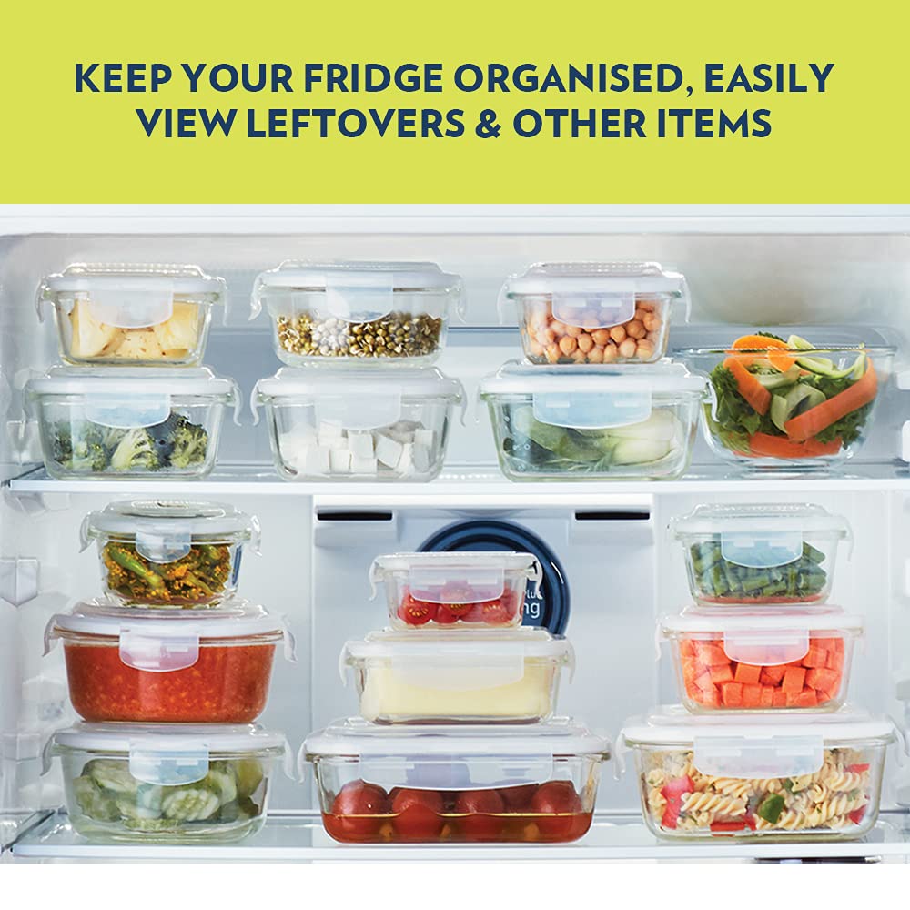 Borosil Klip n Store 370ml Rectanglular Food Storage Container with Airtght Glass Lid