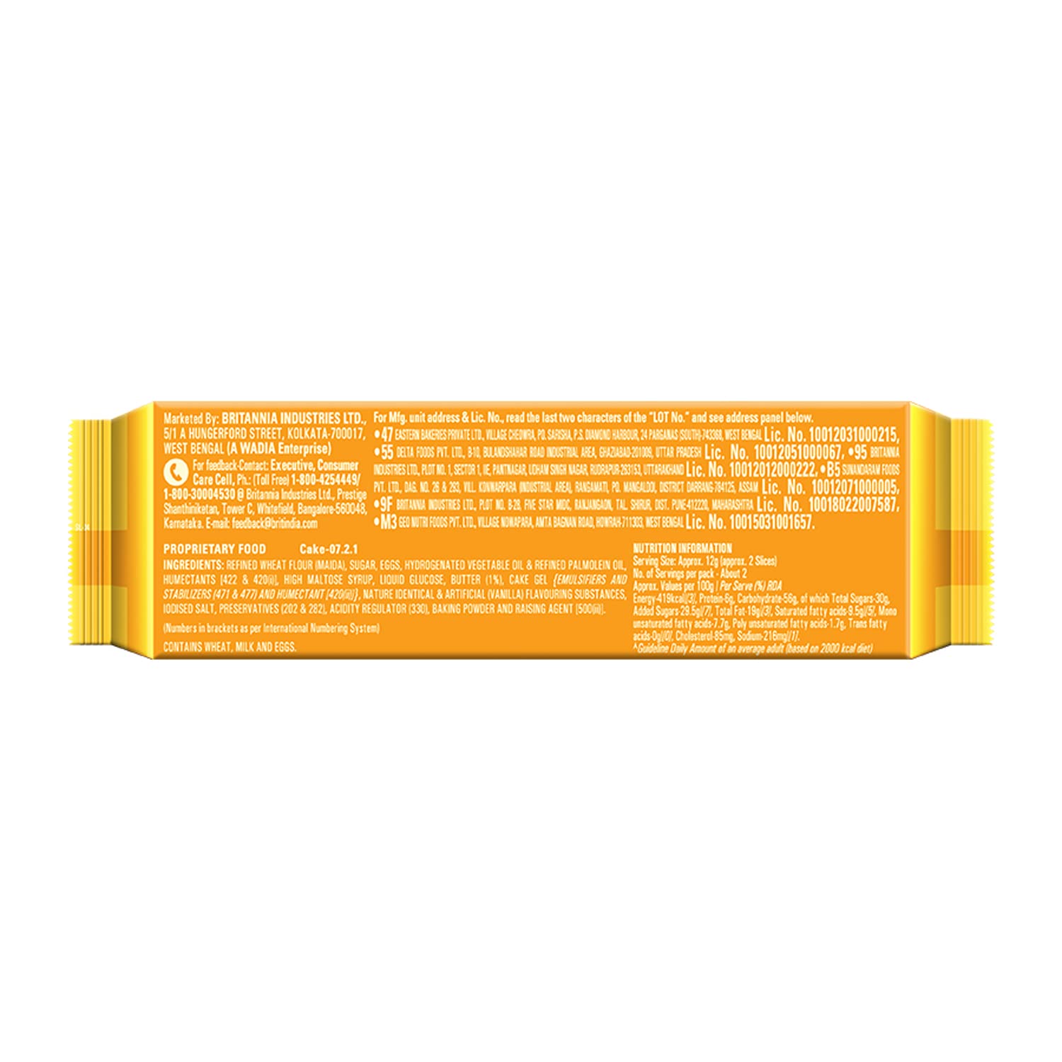 Britannia Gobbles Cake Bar Cake Butter Blast, 30g