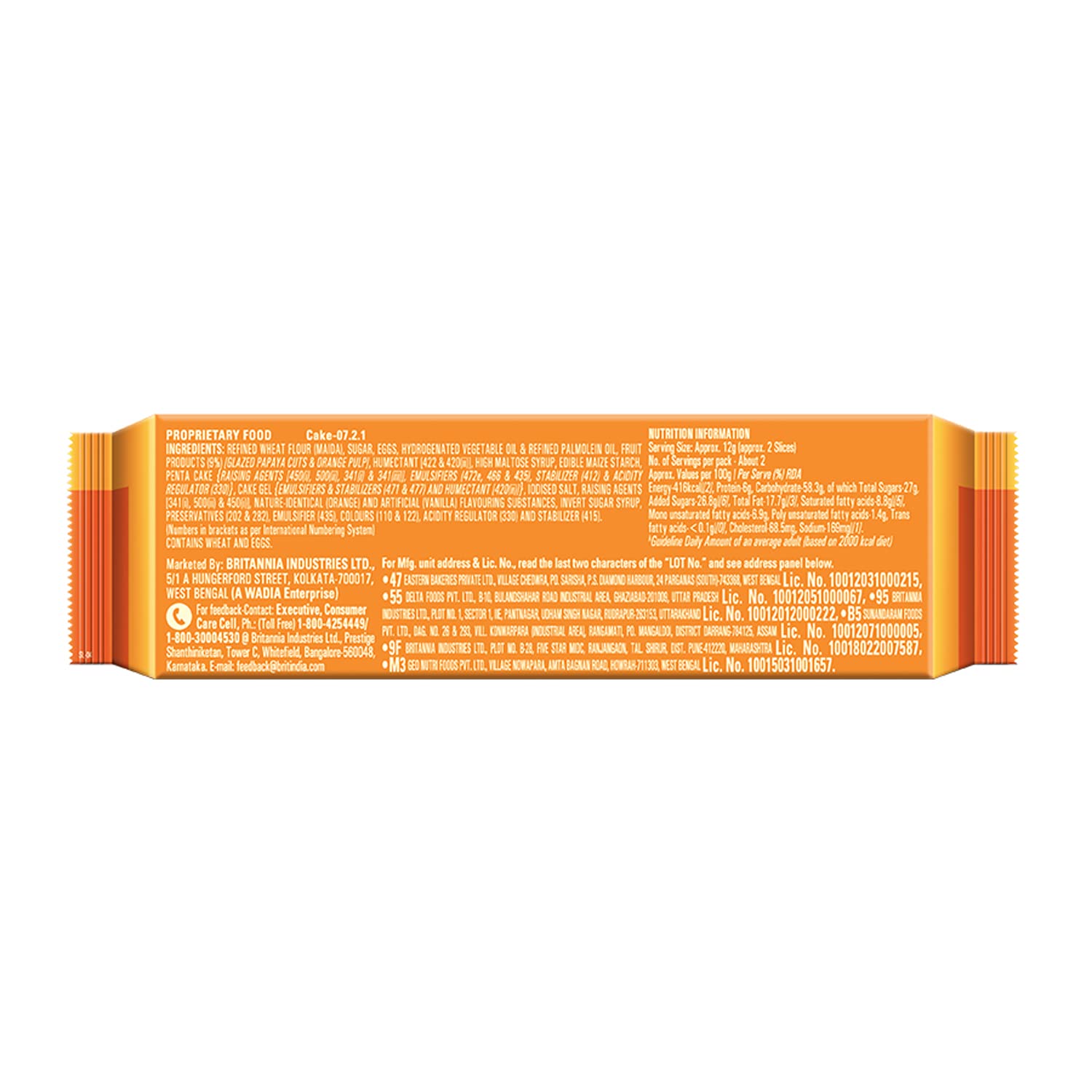 Britannia Gobbles Cake Orange Bites,30g