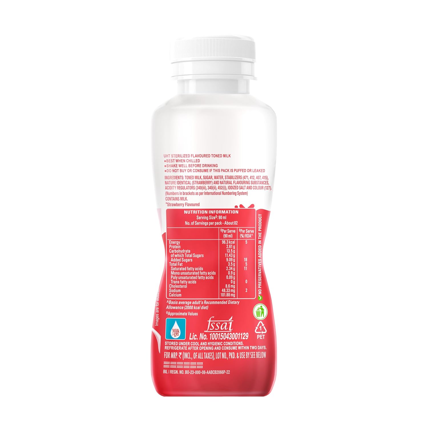 Britannia Winkin Cow Thick Milkshake Strawberry Pet Bottle, 180 ml