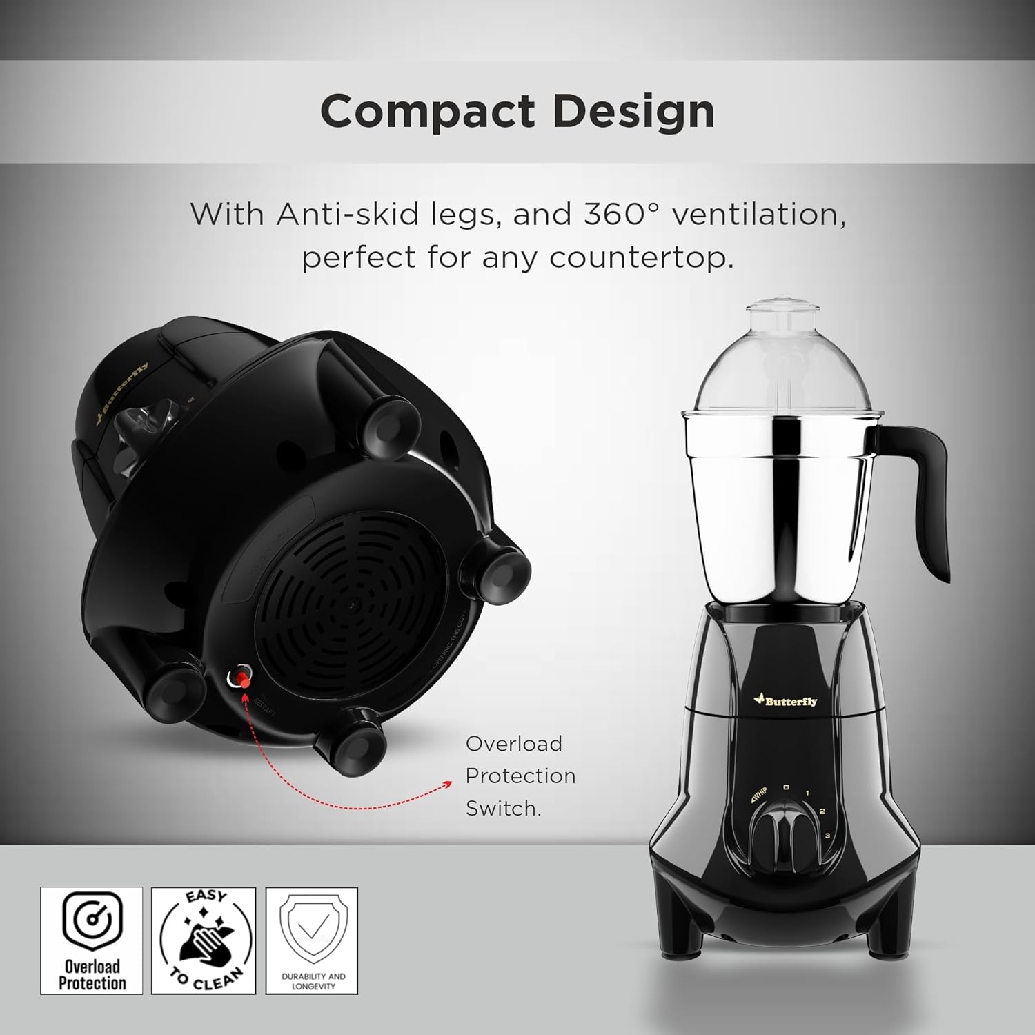 Butterfly Jet Elite 750 Watts Mixer Grinder with 4 Jars