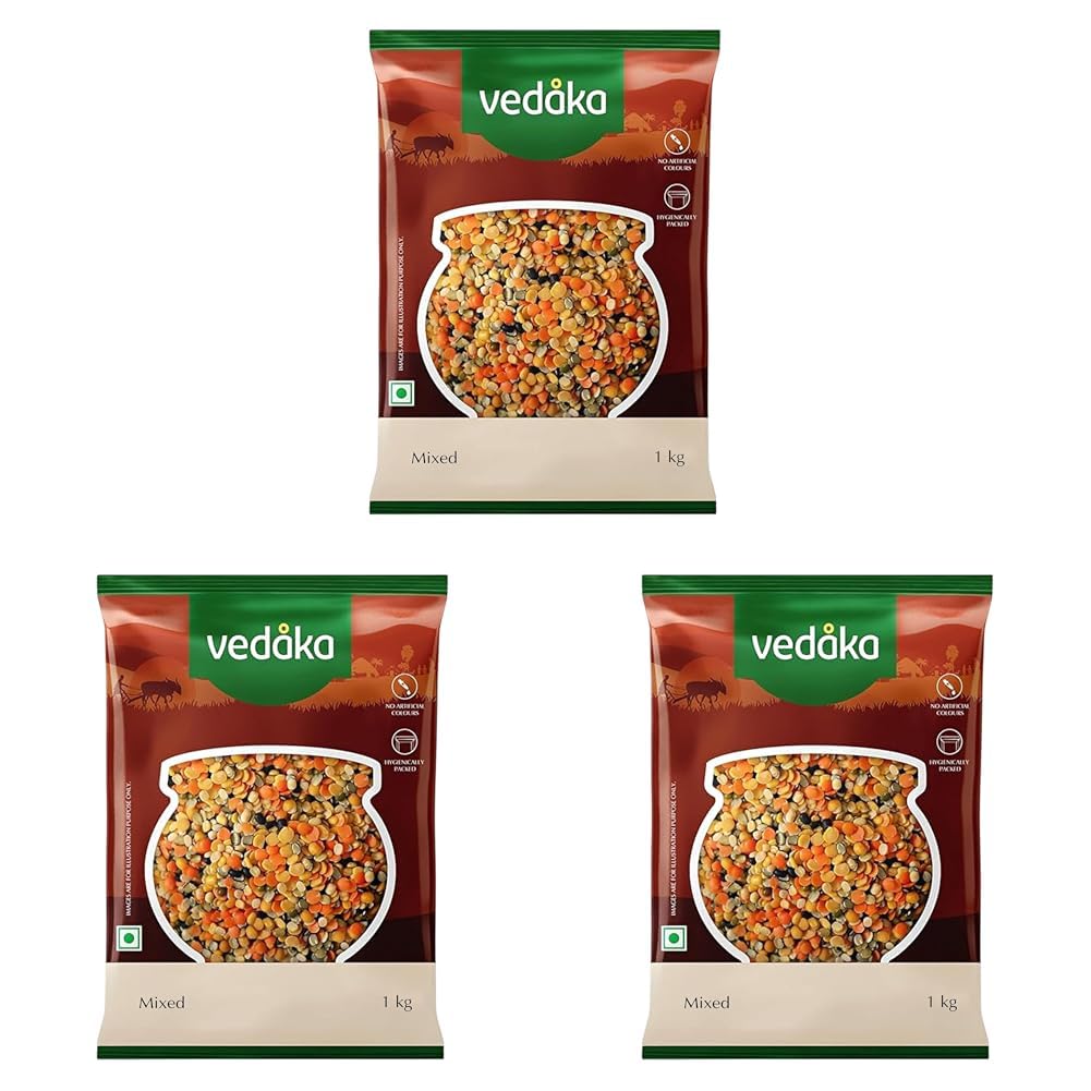 Vedaka Unpolished Mixed Dal 1kg (Pack of 3)