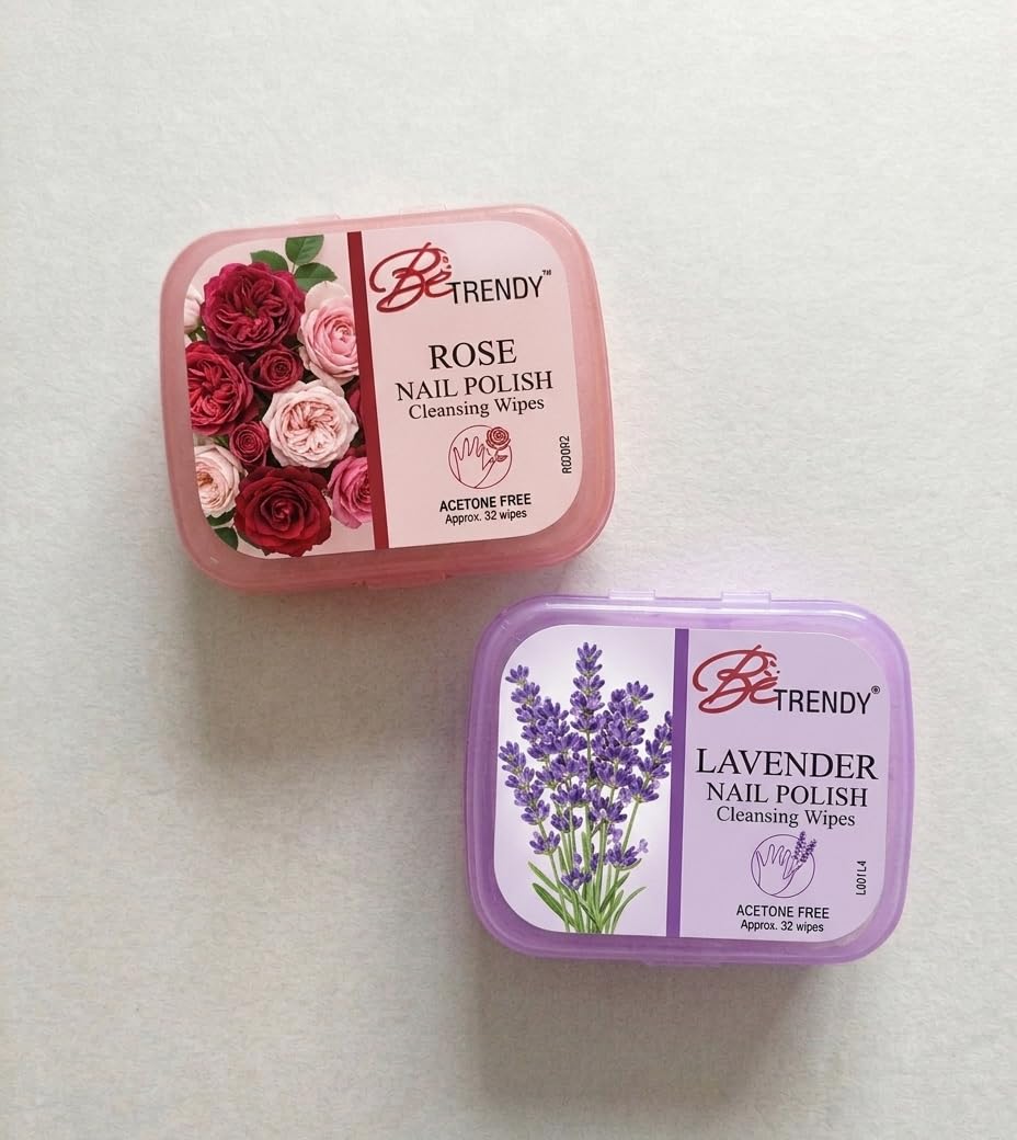 Nail Polish Remover Wipes Rose &amp; Lavender Combo Pack of 2