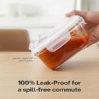 CELLO Glassy Square Lunch Box Set of 2 Pcs (320ml x 2) with Jacket For Office, Transparent