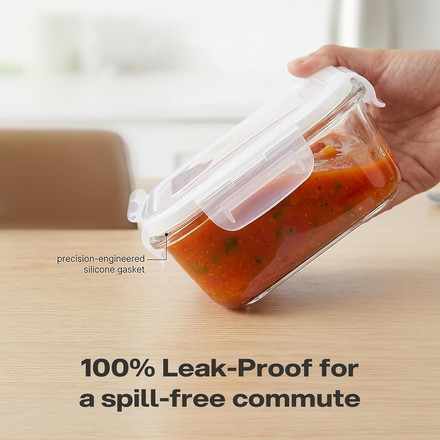 CELLO Glassy Square Lunch Box Set of 2 Pcs (320ml x 2) with Jacket For Office, Transparent