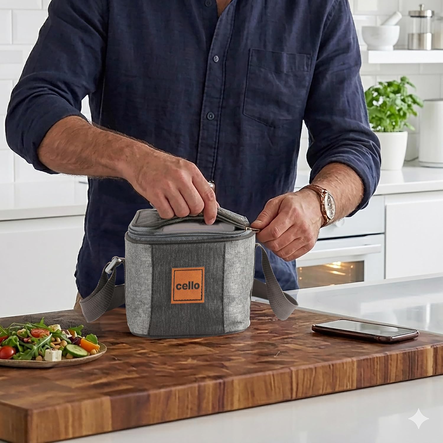 CELLO Glassy Square Lunch Box Set of 2 Pcs (320ml x 2) with Jacket For Office, Transparent