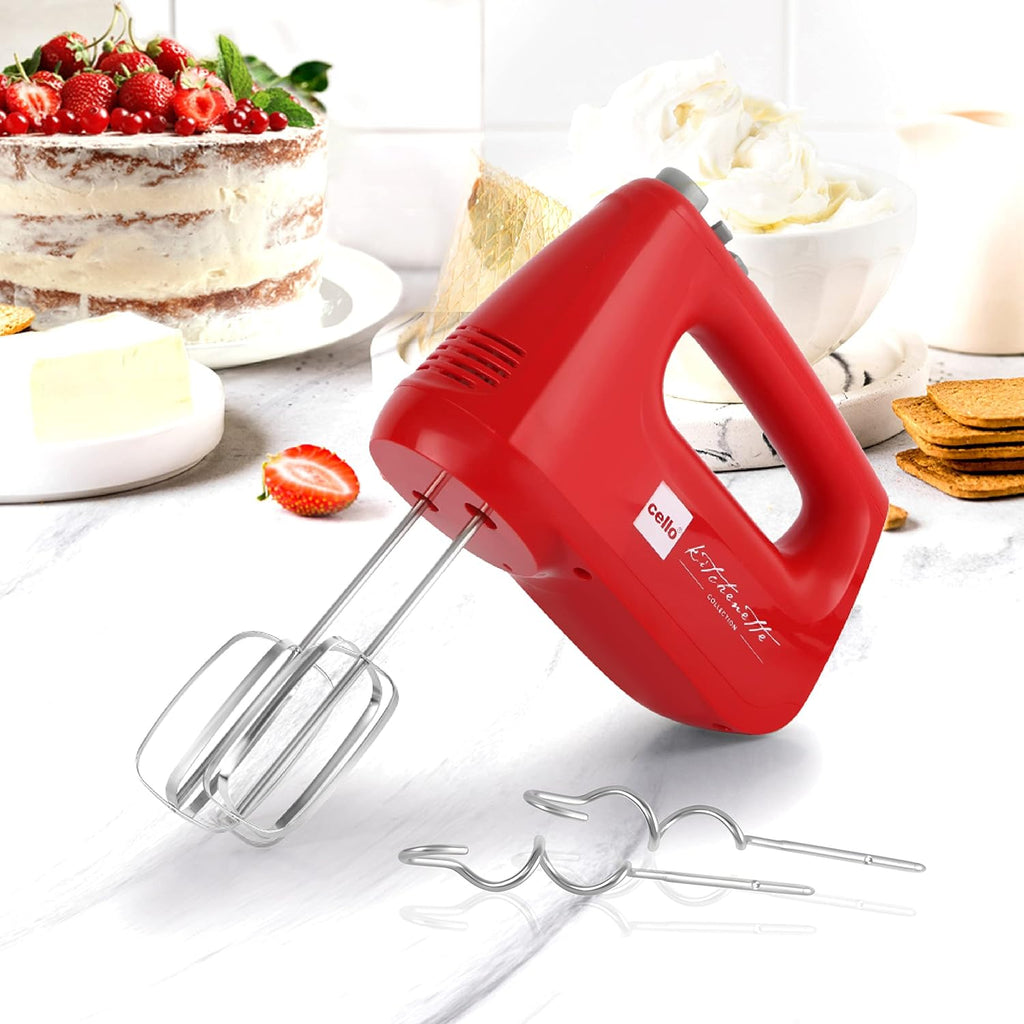 CELLO Supreme Hand Beater Mixer 400 Watts Black |Turbo Function, 6 Speed Setting 2 Year Warranty