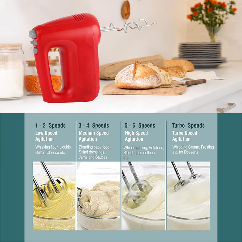 CELLO Supreme Hand Beater Mixer 400 Watts Black |Turbo Function, 6 Speed Setting 2 Year Warranty
