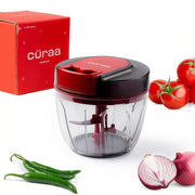 CÜRAA ChopLab Lite Manual Vegetable Chopper for Kitchen Use  650ml (Red)