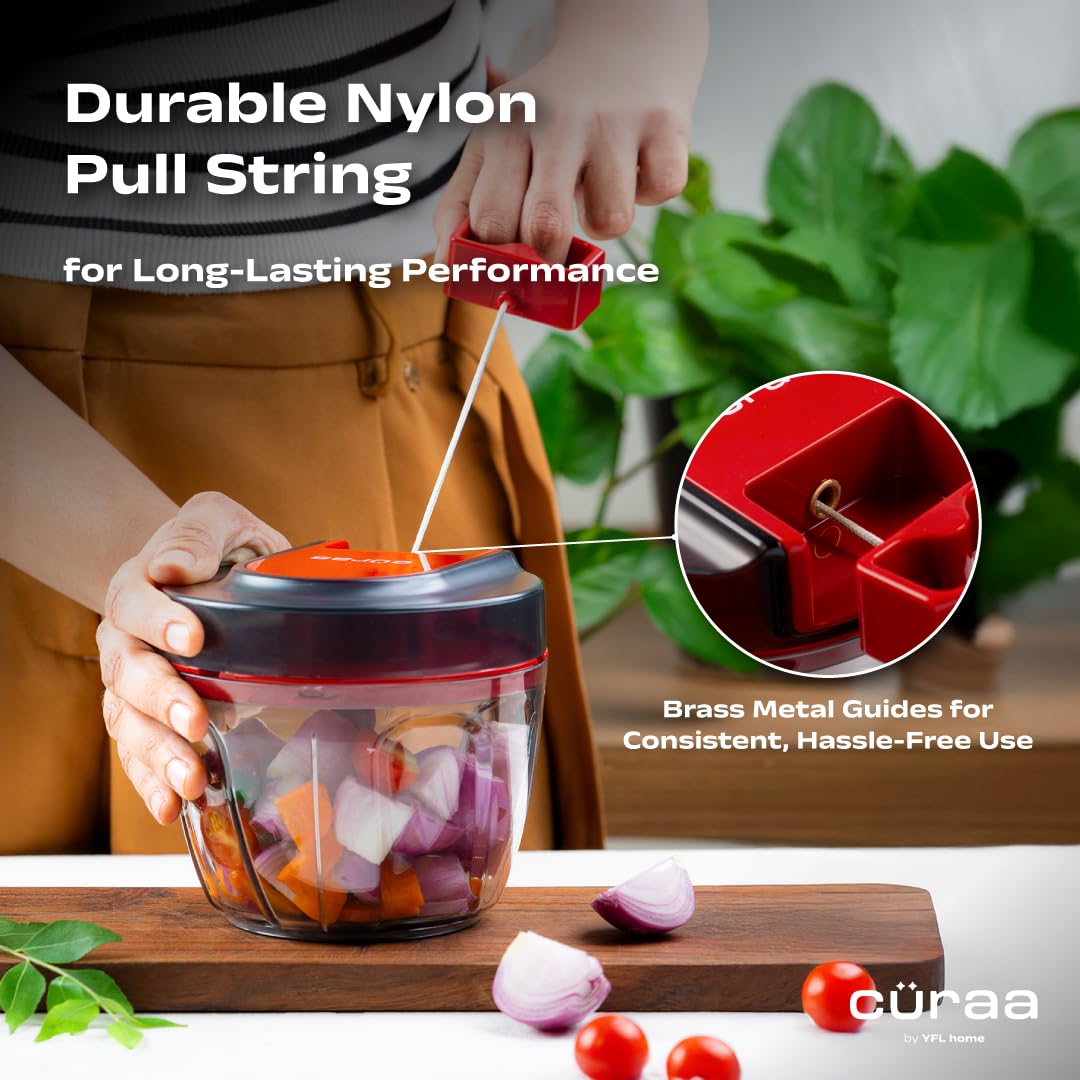 CÜRAA ChopLab Lite Manual Vegetable Chopper for Kitchen Use  650ml (Red)