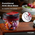 CÜRAA ChopLab Lite Manual Vegetable Chopper for Kitchen Use  650ml (Red)