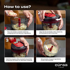 CÜRAA ChopLab Lite Manual Vegetable Chopper for Kitchen Use  900ml (Red)