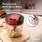 CÜRAA ChopLab Lite Manual Vegetable Chopper for Kitchen Use  900ml (Red)