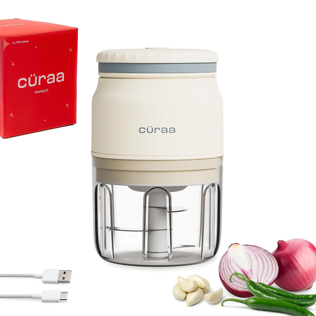 CÜRAA ChopLab Neo USB Vegetable Chopper for Kitchen Use 250ml (Beige)
