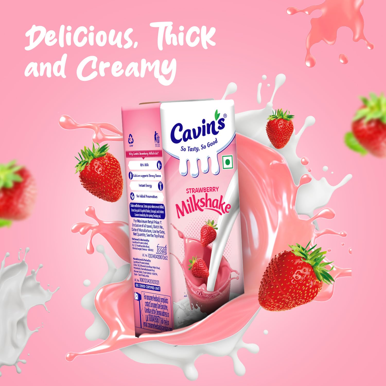 Cavin's Strawberry Milkshake 180ml