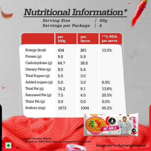 Ching’s Hot Garlic Flavour Instant Noodles, Desi Chinese Flavour, Vegetarian, 240g