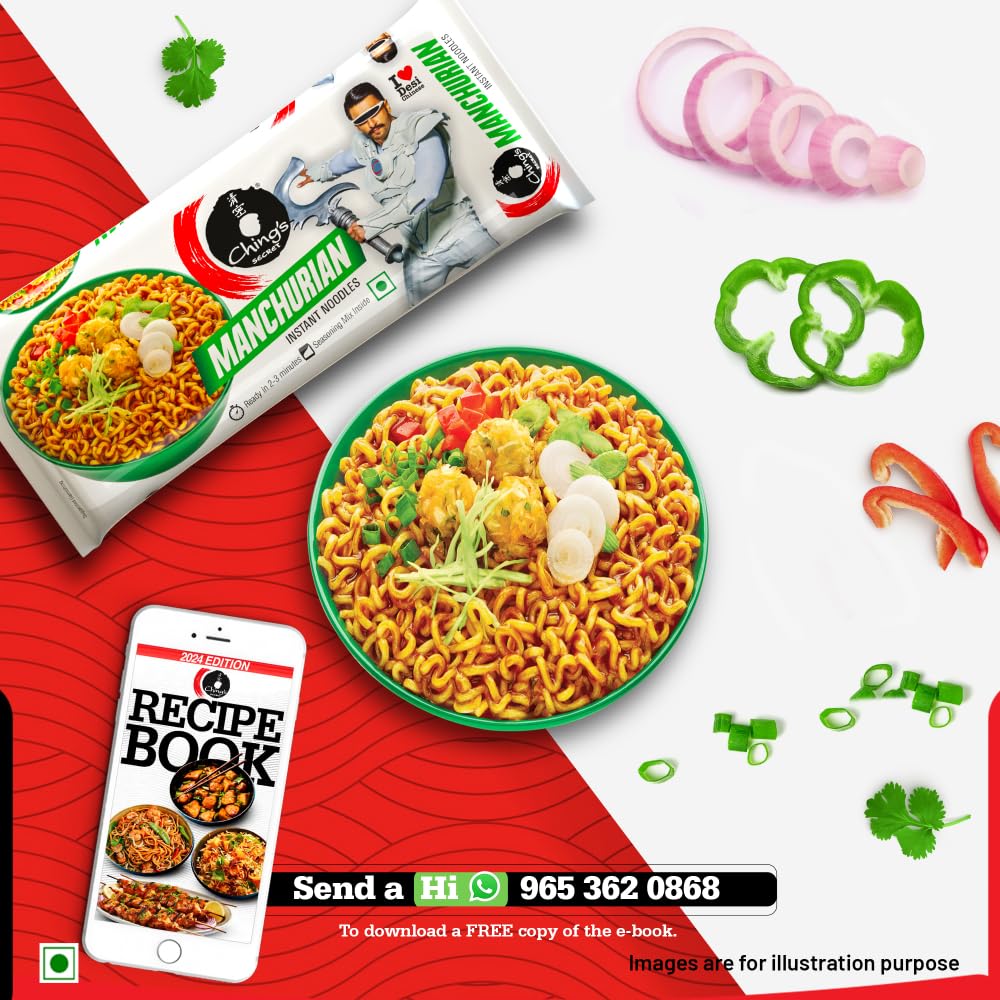 Ching’s Secret Manchurian Instant Noodles, Desi Chinese Noodles, Vegetarian, 240g