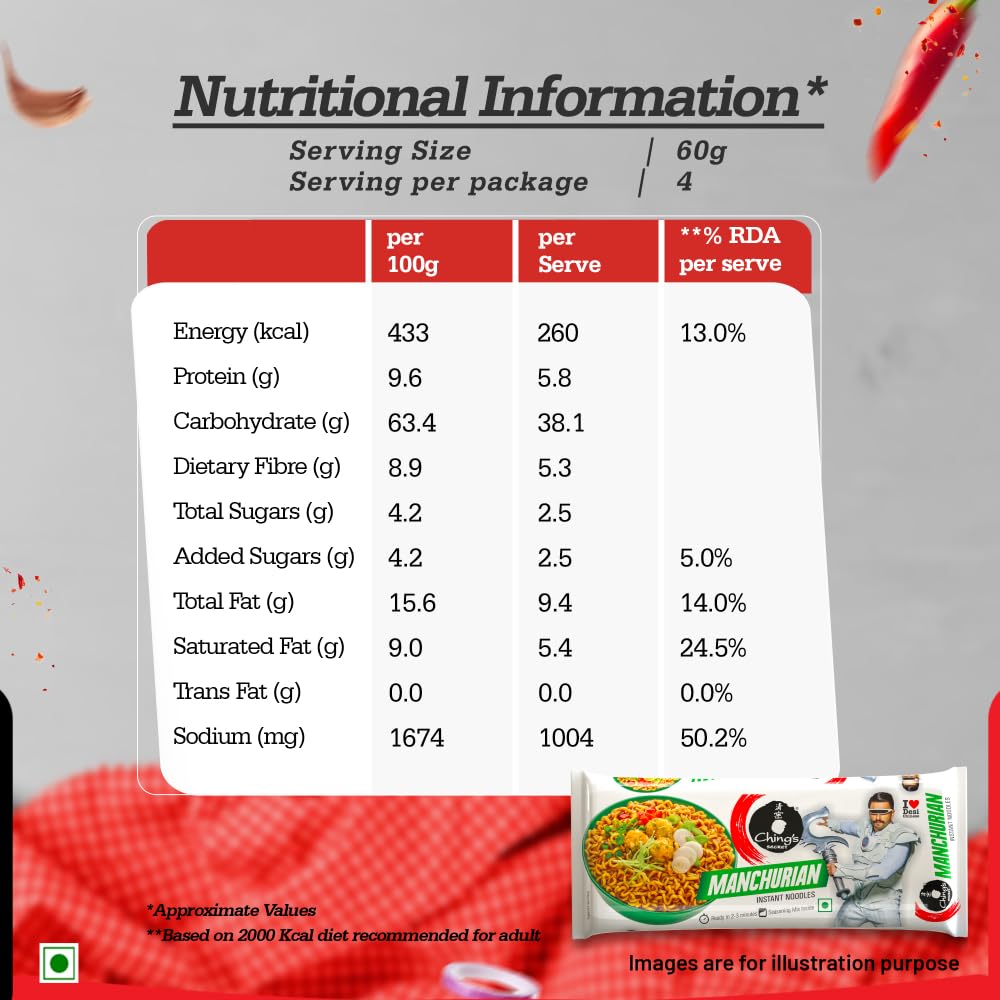 Ching’s Secret Manchurian Instant Noodles, Desi Chinese Noodles, Vegetarian, 240g
