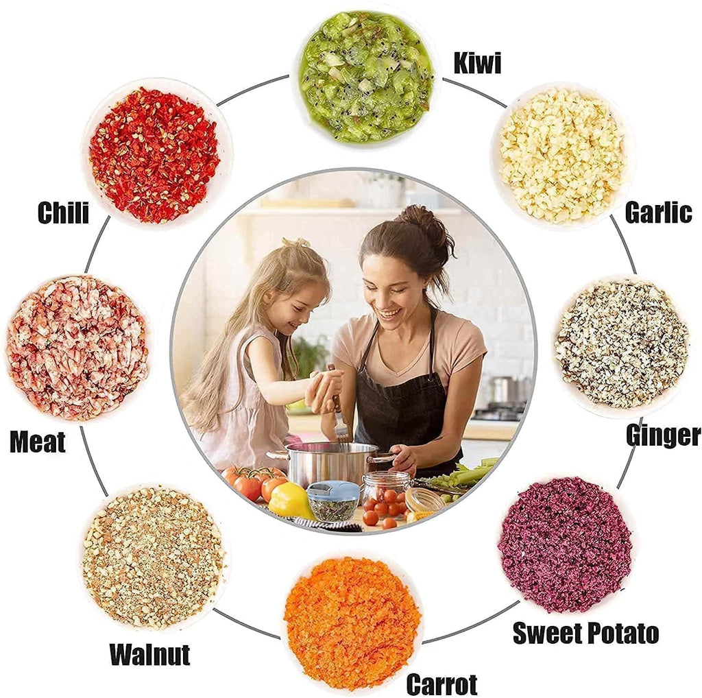 Chopper for Kitchen Use 1100 ML, Push Chopper with 6 Blades