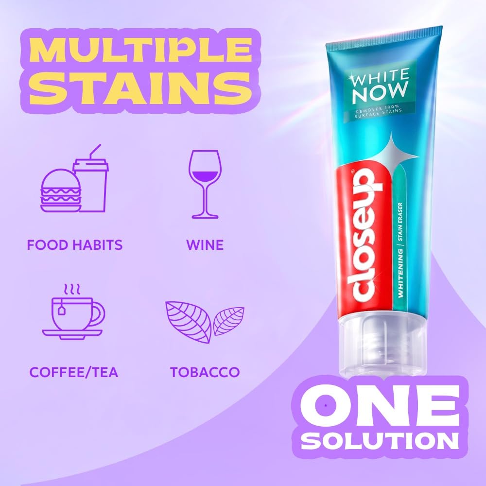 Close Up White Now Stain Eraser toothpaste for Teeth Whitening 100 gram