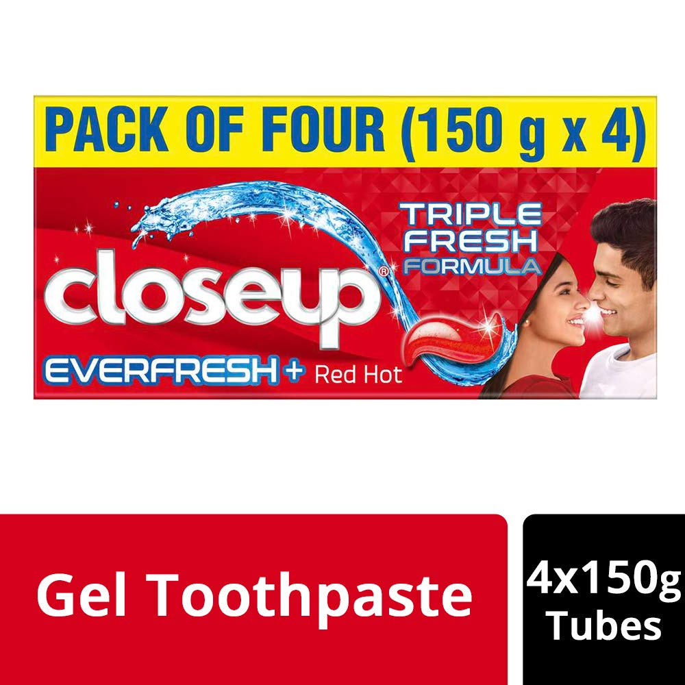 Closeup Everfresh+ Anti-Germ Gel Toothpaste Red Hot, 150 gm (Pack of 4)