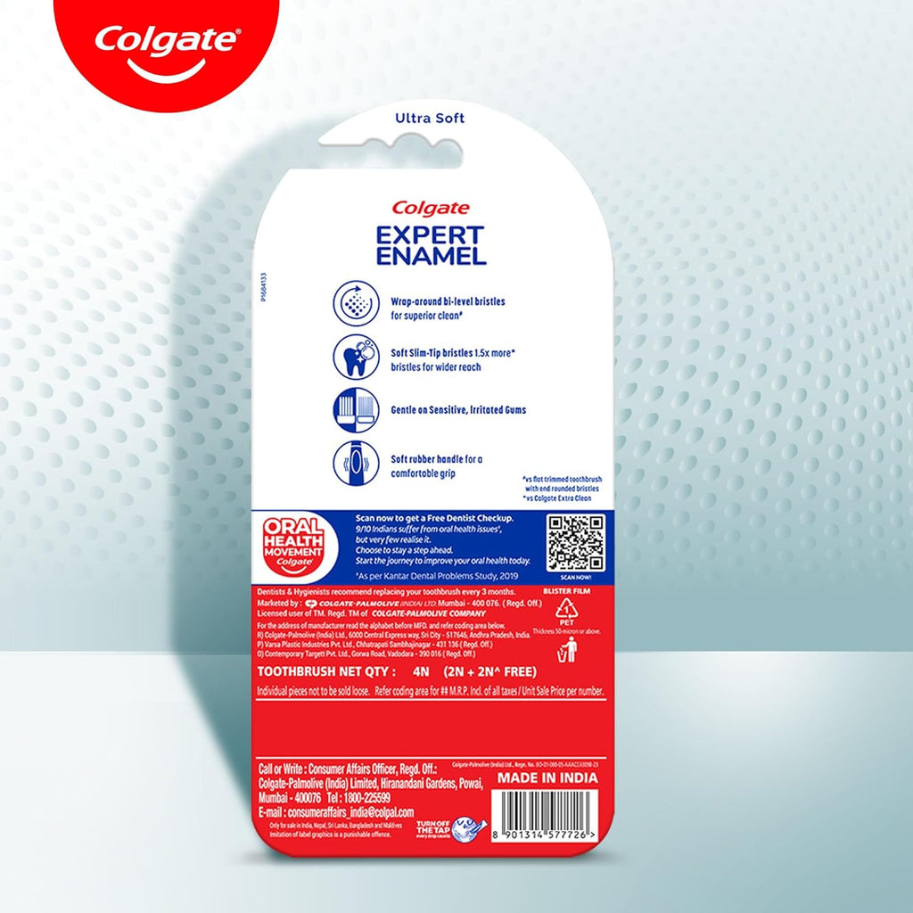 Colgate Gentle Enamel Ultra Soft Bristles Manual Toothbrush 4pcs buy 2 get 2 free