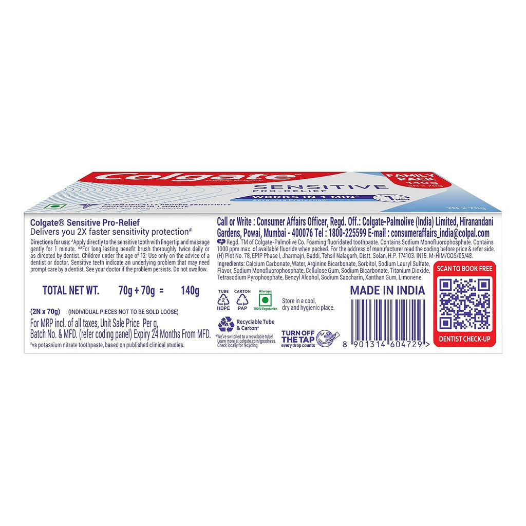 Colgate Sensitive Pro Relief Toothpaste 140gm (Combo Pack Offer)