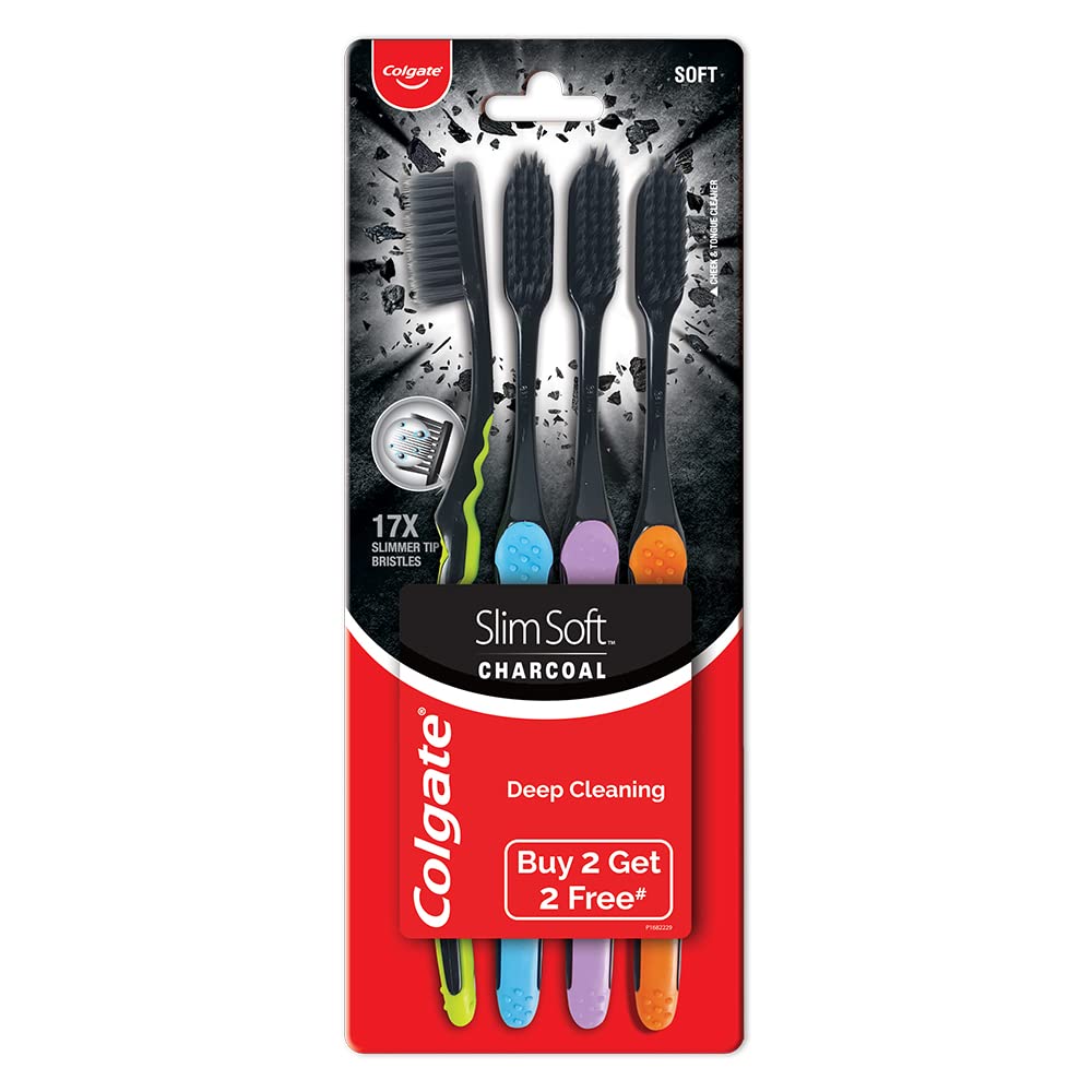 Colgate SlimSoft Charcoal Toothbrush Set of 4