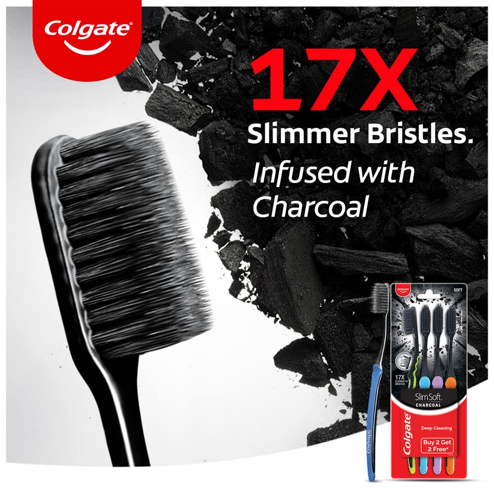 Colgate SlimSoft Charcoal Toothbrush Set of 4