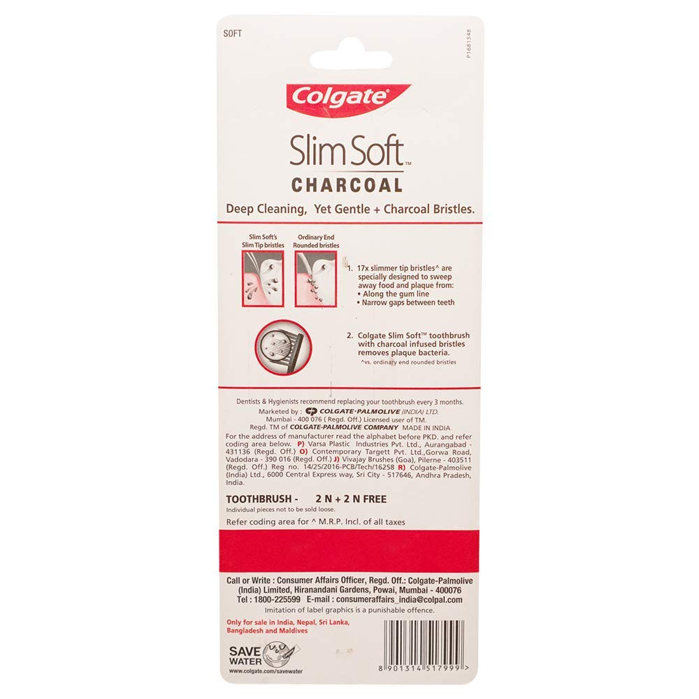 Colgate SlimSoft Charcoal Toothbrush Set of 4