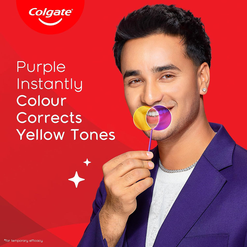 Colgate Visible White Purple Toothpaste for Teeth Whitening (200 + 40g) combo pack