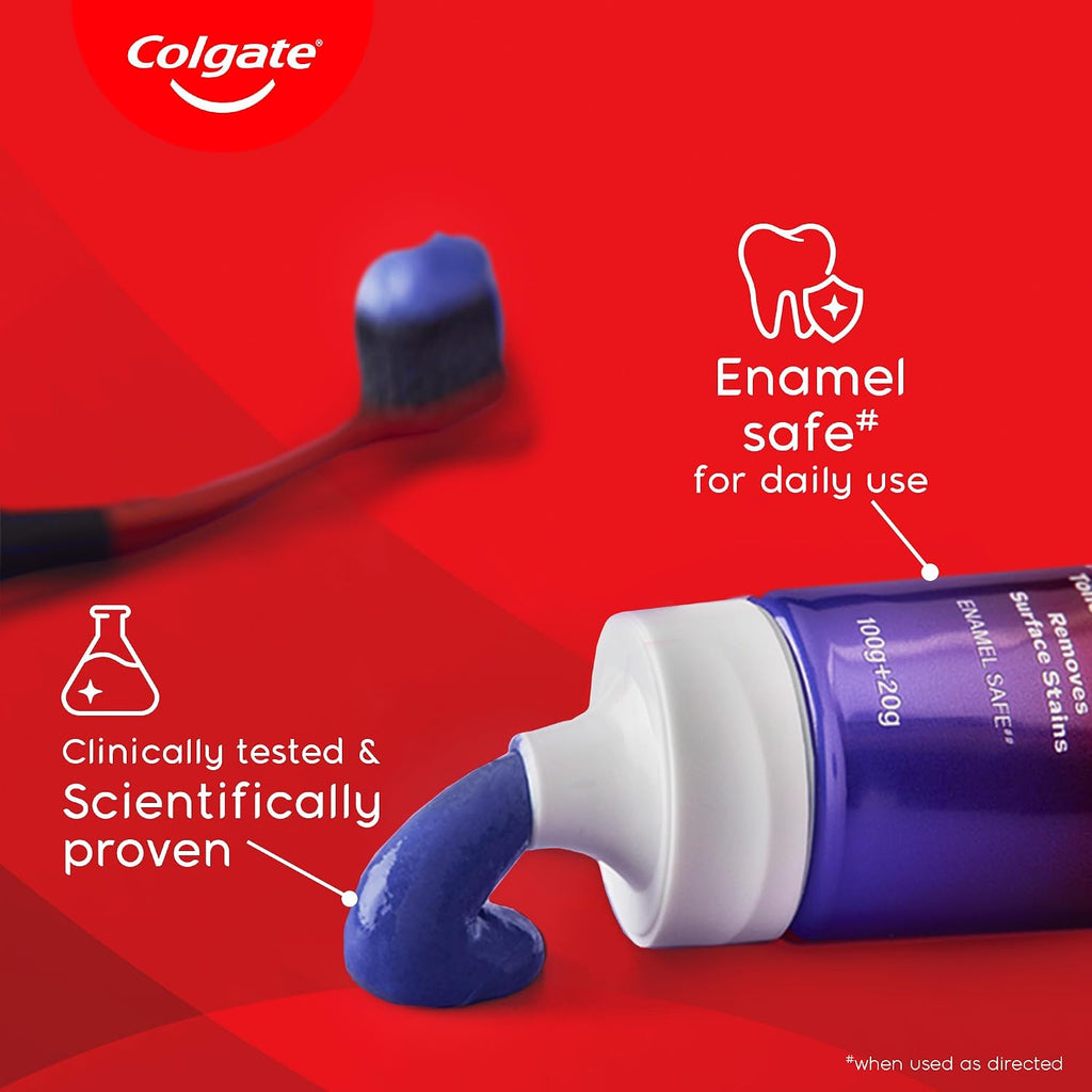 Colgate Visible White Purple Toothpaste for Teeth Whitening (200 + 40g) combo pack