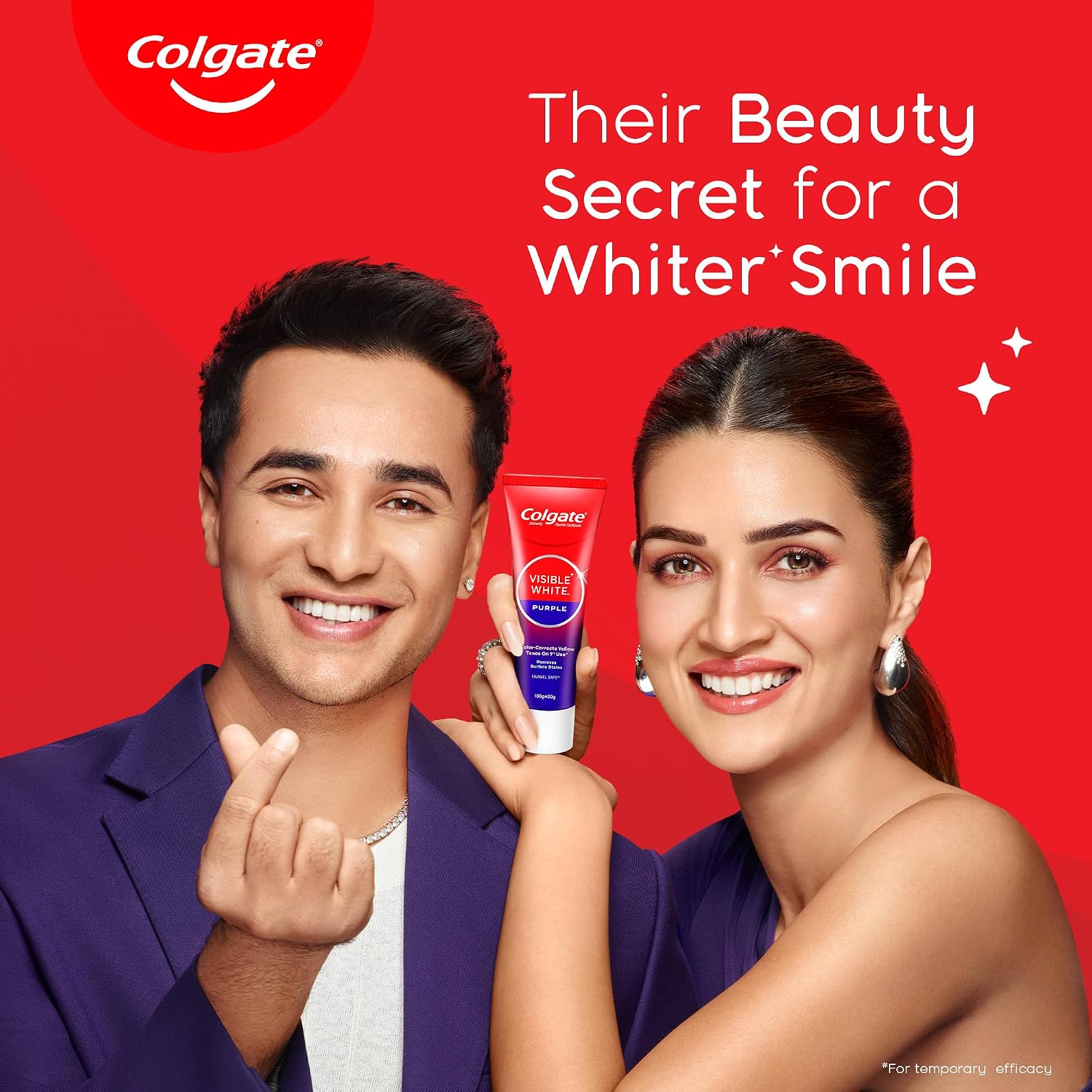Colgate Visible White Purple Toothpaste for Teeth Whitening (200 + 40g) combo pack