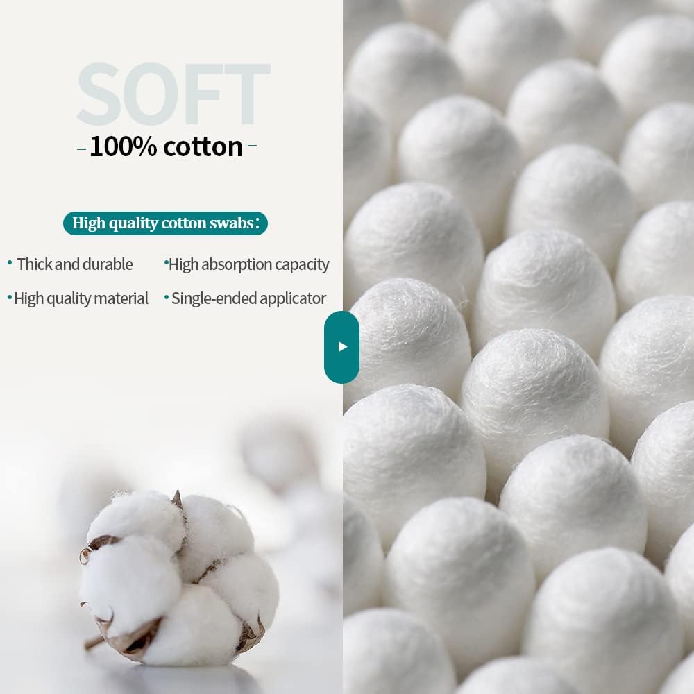 Cotton Buds, 600 Swabs, 300 Bamboo Wooden Sticks