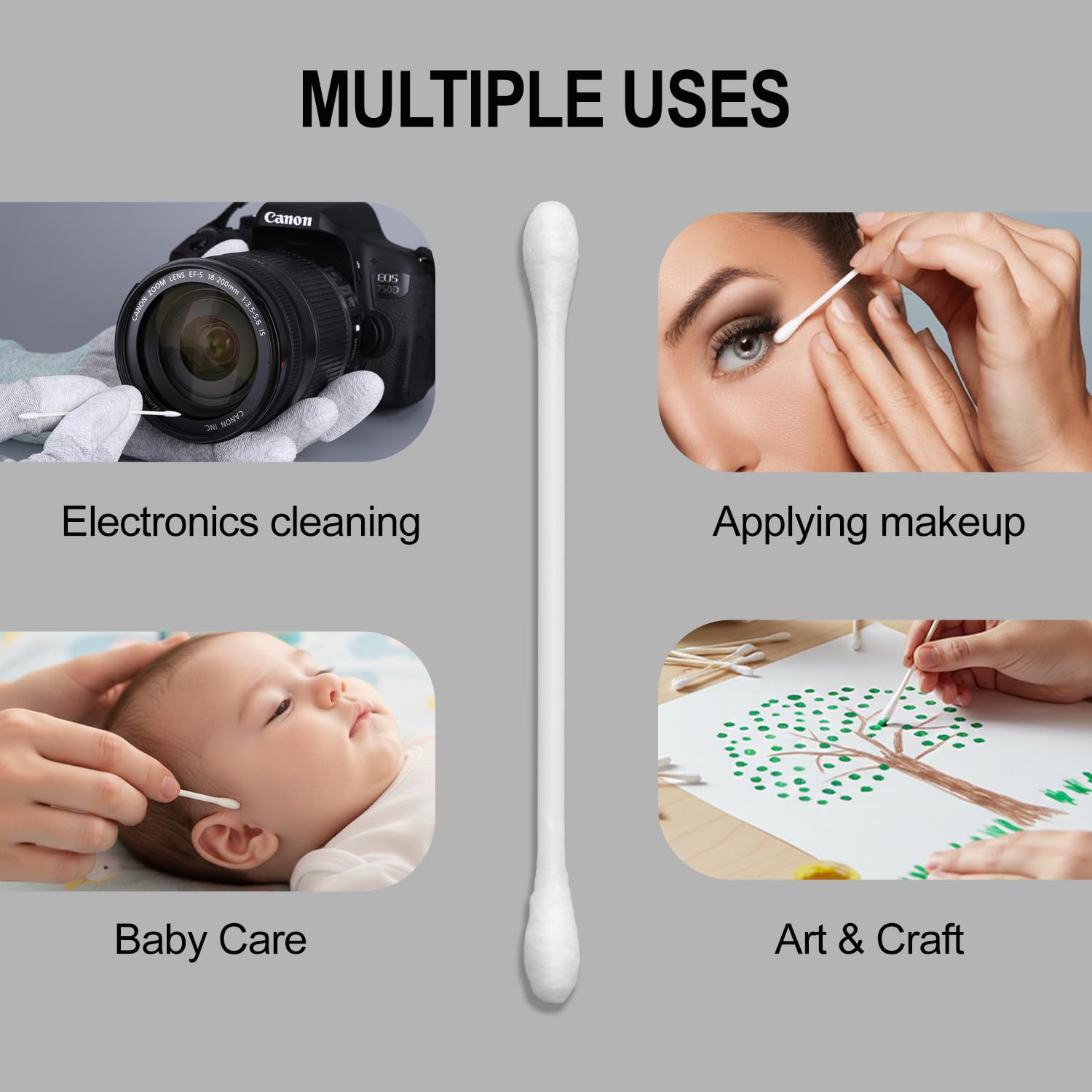 Cotton Buds, Gentle Cotton Swabs for Personal Hygiene 100 sticks