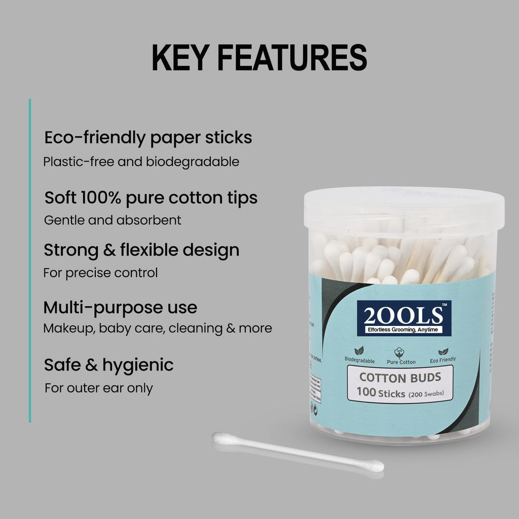 Cotton Buds, Gentle Cotton Swabs for Personal Hygiene 100 sticks
